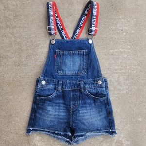 Levi’s Shortalls Blue Denim Overall Shorts,  Kids Girl Size‎ 6X (6-7 years)